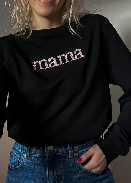 Pulover MAMA FLOWERS (black)