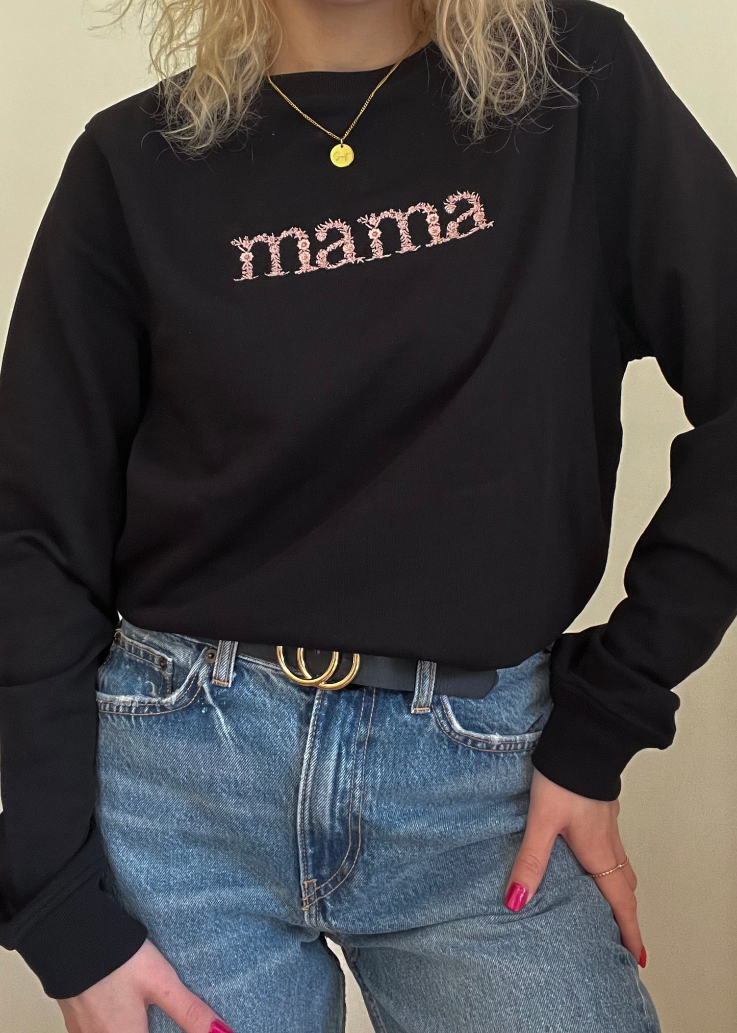 Pulover MAMA FLOWERS (black)