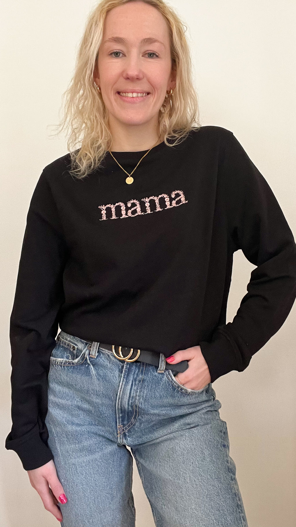 Pulover MAMA FLOWERS (black)